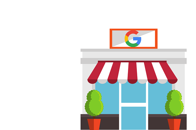 An illustration of a shop with Google’s logo on the top, representing benefits of using Google My Business app for local SEO.